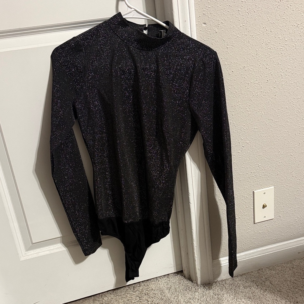 Lulu's Shimmering Black Bodysuit